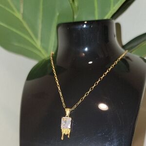 18k Gold Plated Dripping Diamond Necklace